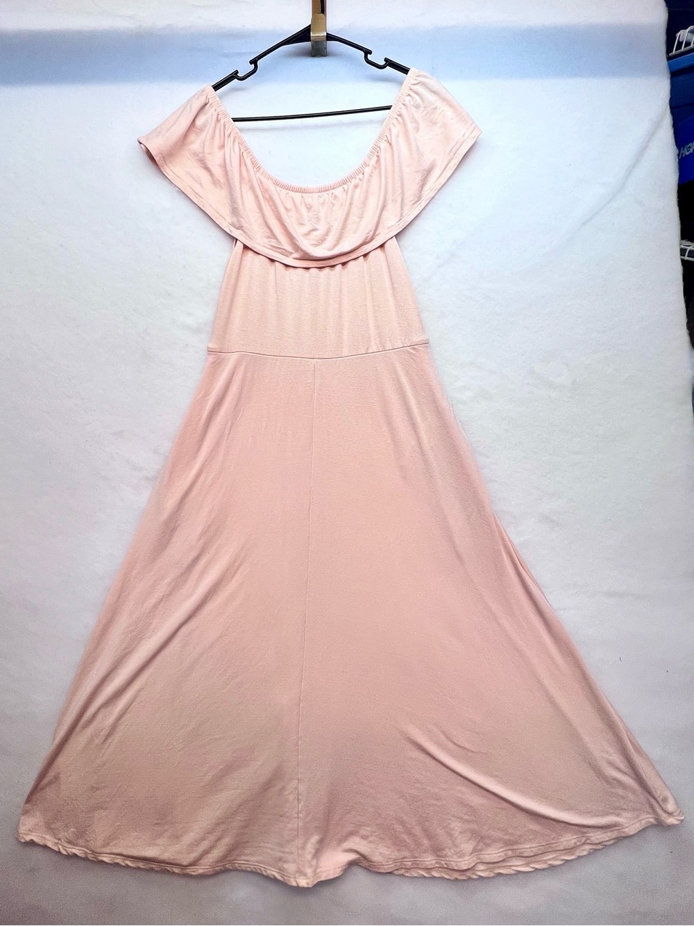 Reformation off the shoulder  Fit‎ & Flare Midi Dress Blush Pink Size Large